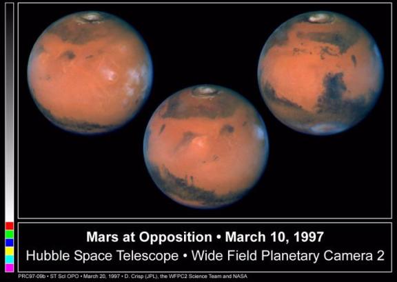 Marte ripreso dall'HST il 10 marzo 1997 (fonte: NASA).